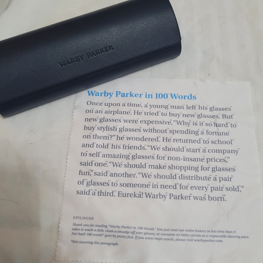 Warby Parker Navy Blue Domed Eyeglasses Sunglasses Case With Microfiber Cloth